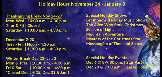 Holiday Schedule Nov 24-Jan 3